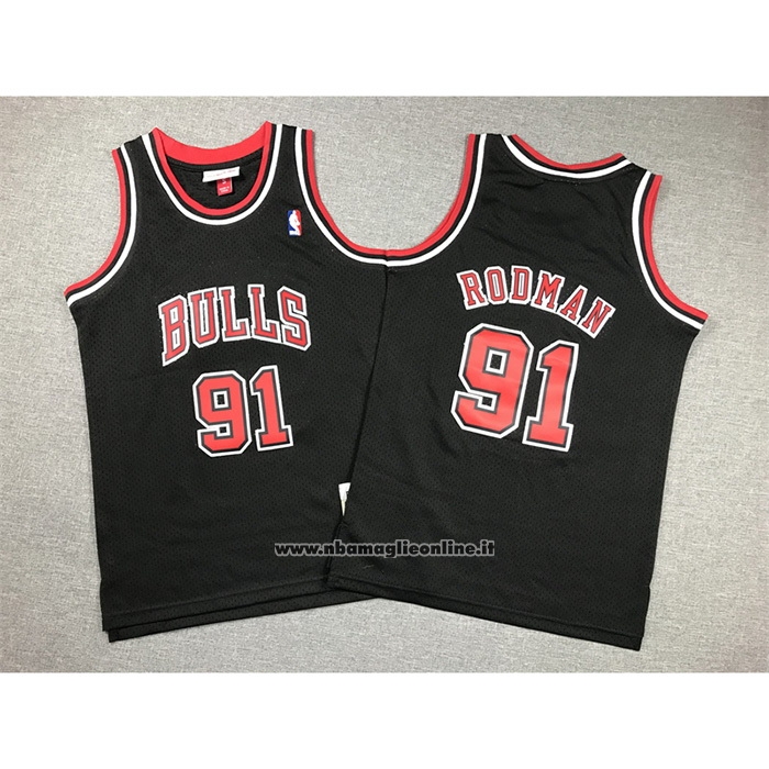 Maglia Bambino Chicago Bulls Dennis Rodman #91 Mitchell & Ness 1997-98 Nero